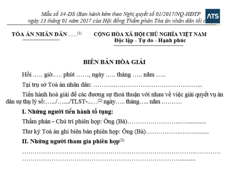biên bản hòa giải