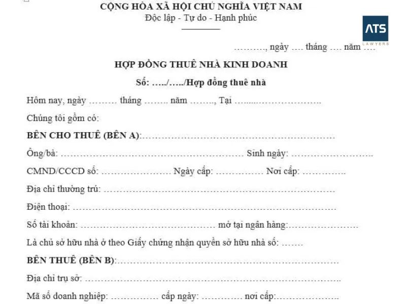 mẫu hợp đồng thuê nhà kinh doanh đơn giản